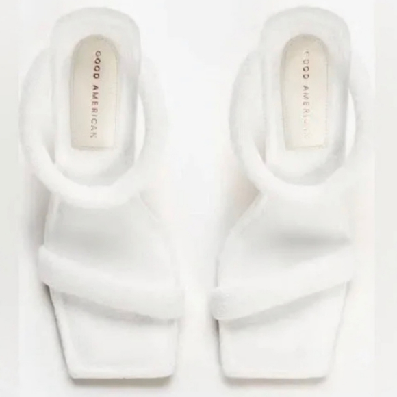 Good American White Terry Wrap Heel Mule Slip-On Sandals Size 8.5 - Picture 3 of 10